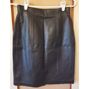 Dana Brooke Women Skirt Size 2 Black Leather Straight Skirt